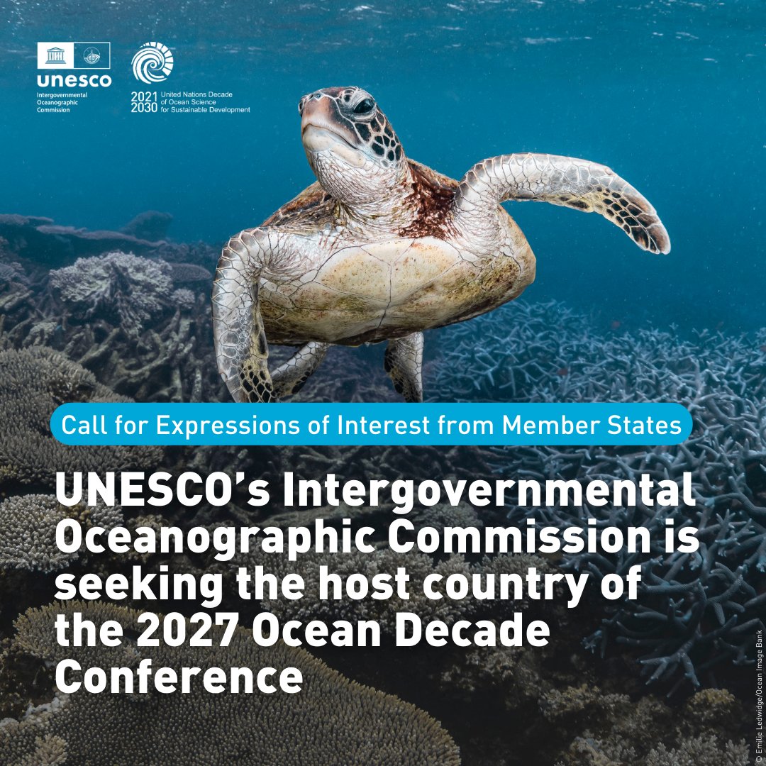 UN Ocean Decade (@unoceandecade) on Twitter photo 📢<a href="/IocUnesco/">UNESCO Ocean</a> is seeking written Expressions of Interest from Member States to host the 2027 Ocean Decade Conference.
This Conference will be instrumental in fostering partnerships to build the post-2030 legacy of the #OceanDecade.
Deadline: 5 Jan. 2025 👉ow.ly/eWqw50UtoGV 📢<a href="/IocUnesco/">UNESCO Ocean</a> is seeking written Expressions of Interest from Member States to host the 2027 Ocean Decade Conference.
This Conference will be instrumental in fostering partnerships to build the post-2030 legacy of the #OceanDecade.
Deadline: 5 Jan. 2025 👉ow.ly/eWqw50UtoGV