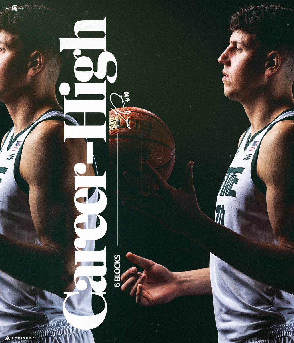 SIX blocks for <a href="/szymon_zapala/">Szymon Zapala</a> last night, a new career-high and tied for the fifth-most by an MSU player in a single game in program history 👋👋