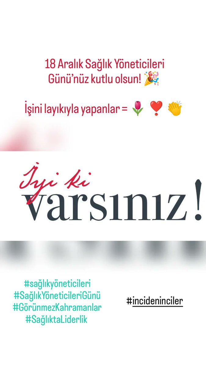 incierkoca's tweet photo. Sağlık Yöneticileri Günü’nüz kutlu olsun! 🎉 

İşini layıkıyla yapanlar = 🌷 ❣️ 👏 

#sağlıkyöneticileri
#SağlıkYöneticileriGünü
#GörünmezKahramanlar
#SağlıktaLiderlik https://t.co/RhBCwz2FD7