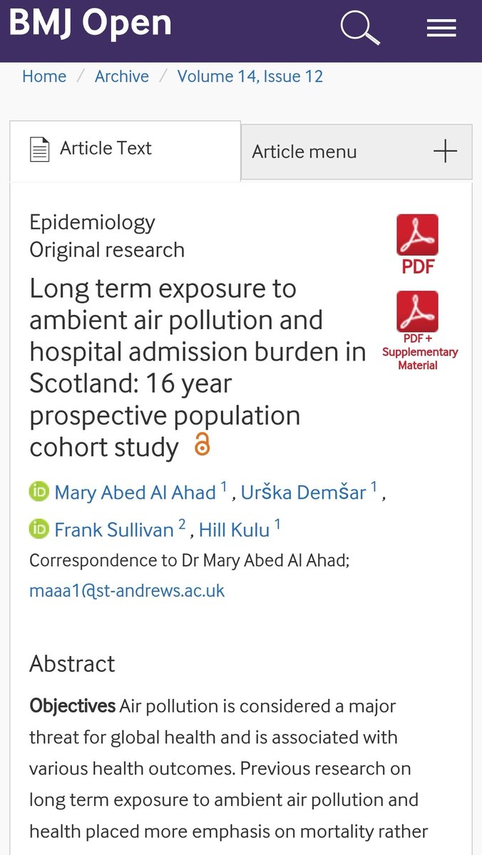 Mary Abed Al Ahad (@ahadmary) on Twitter photo A new article on the impact of 16 years air pollution on physical and mental health hospital admissions in Scotland at BMJ Open: bmjopen.bmj.com/content/14/12/…
The article captured so much media attention.
<a href="/GeoPopHealthStA/">Population & Health Research</a>
<a href="/StAndrewsSGSD/">St Andrews Geography & SD</a>
<a href="/CPCpopulation/">CPC</a>
<a href="/SLS_DSU/">SLS-DSU</a>
<a href="/MigrantLife_ERC/">MigrantLife</a> A new article on the impact of 16 years air pollution on physical and mental health hospital admissions in Scotland at BMJ Open: bmjopen.bmj.com/content/14/12/…
The article captured so much media attention.
<a href="/GeoPopHealthStA/">Population & Health Research</a>
<a href="/StAndrewsSGSD/">St Andrews Geography & SD</a>
<a href="/CPCpopulation/">CPC</a>
<a href="/SLS_DSU/">SLS-DSU</a>
<a href="/MigrantLife_ERC/">MigrantLife</a>