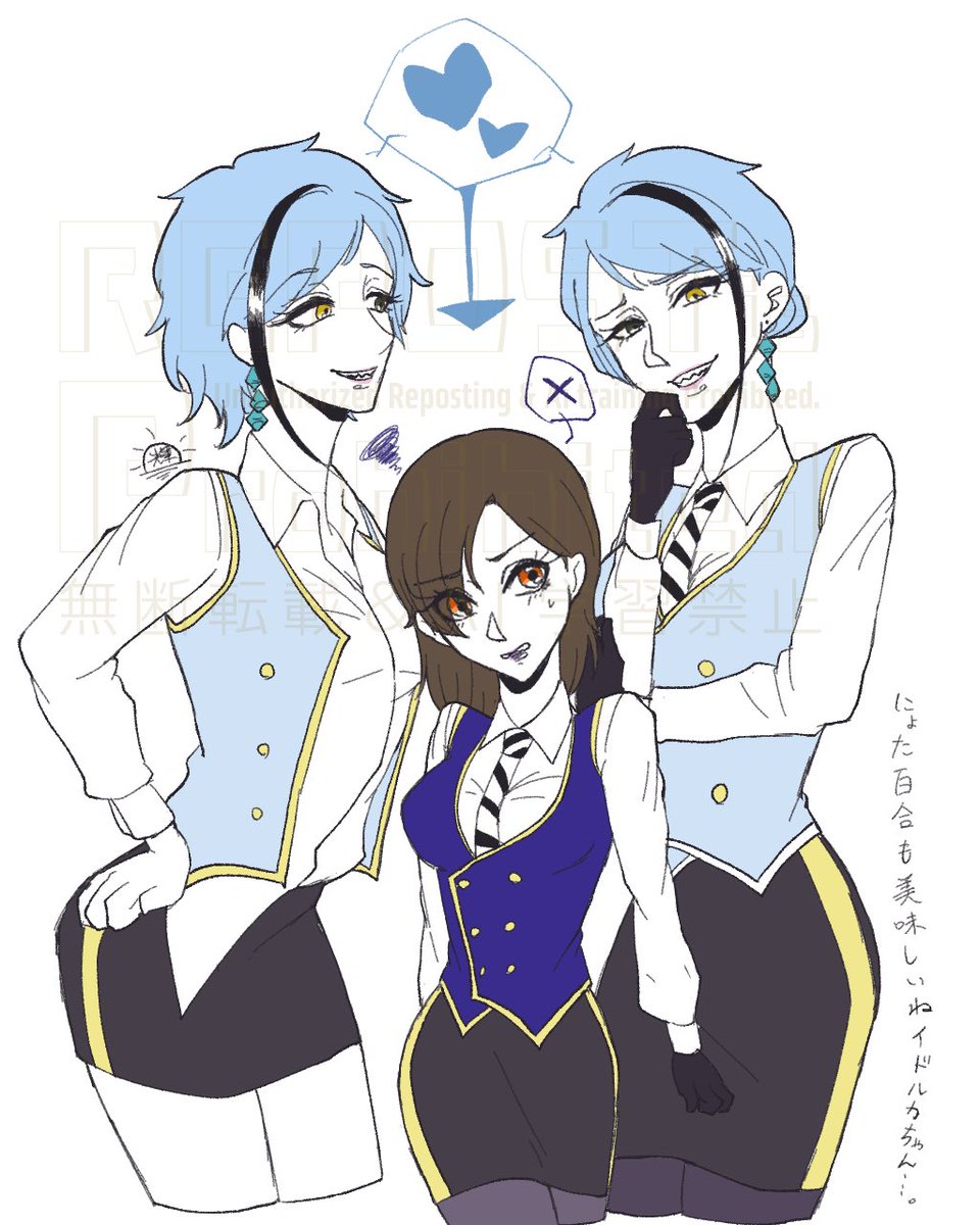 Higure_twaka's tweet photo. にょたゆりなイッド×創作生徒ル
元が女性的なのであんまにょた感ないねる〜かす😌 https://t.co/XqFpePjPYh