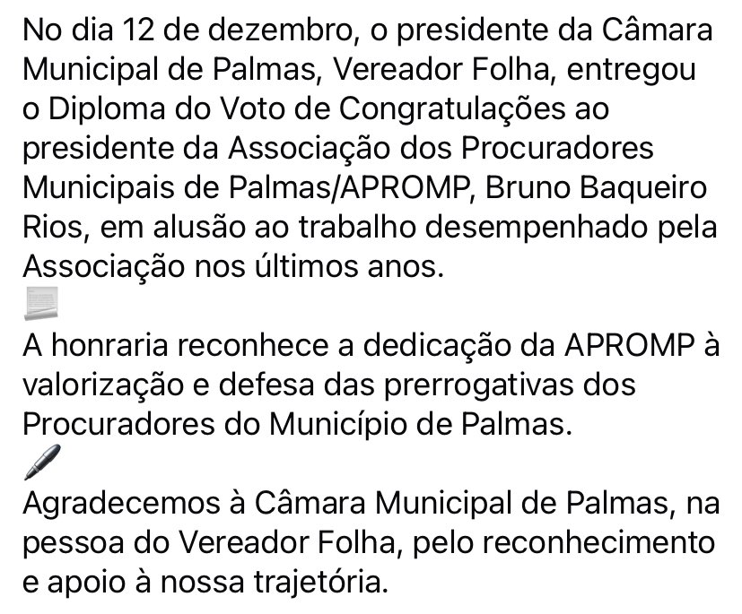 APROMP_Oficial's tweet photo. Presidente da APROMP, @BrunoBaqueiro, recebe Diploma do Voto de Congratulações do Vereador Folha, Presidente da Câmara Municipal de Palmas. Confira👇🏽 https://t.co/yPhkphWMph