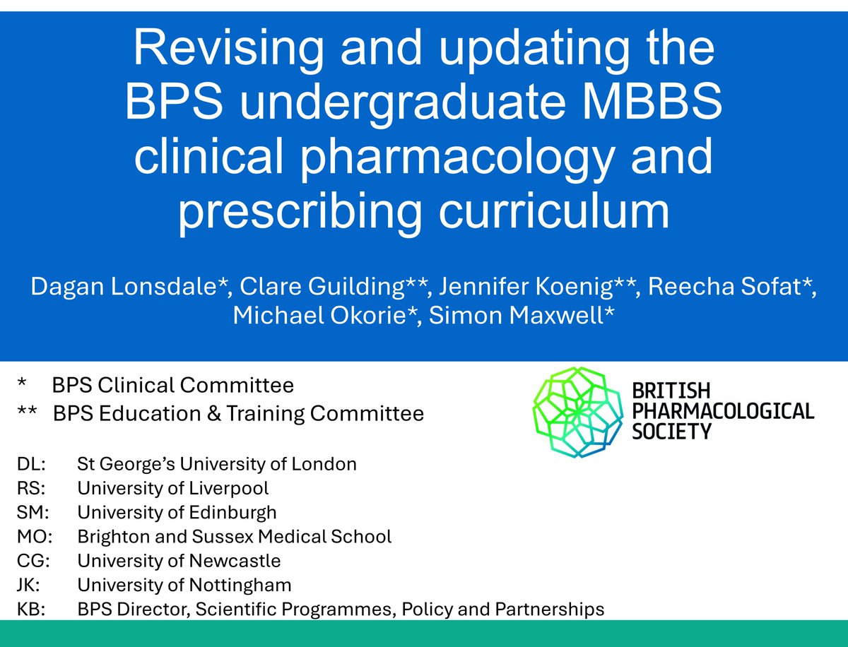 CGuilding's tweet image. Join us for Round 2 of the Delphi Study to produce the @BritPharmSoc Clinical Pharmacology Curriculum for medical students! Open to Round 1 participants &amp; new colleagues in medical education. Deadline: 10 Jan 2025. Details &amp; draft curriculum here: tinyurl.com/BPSMedCurricD2