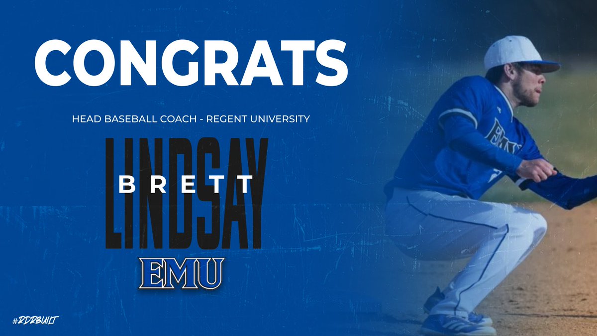 EMU Diamond Royals (@emubaseball1) on Twitter photo Congrats to former Royal player and assistant coach <a href="/BrettALindsay/">Brett Lindsay</a> as he becomes the 1st Head Coach in Regent University Baseball program history. Congrats to former Royal player and assistant coach <a href="/BrettALindsay/">Brett Lindsay</a> as he becomes the 1st Head Coach in Regent University Baseball program history.