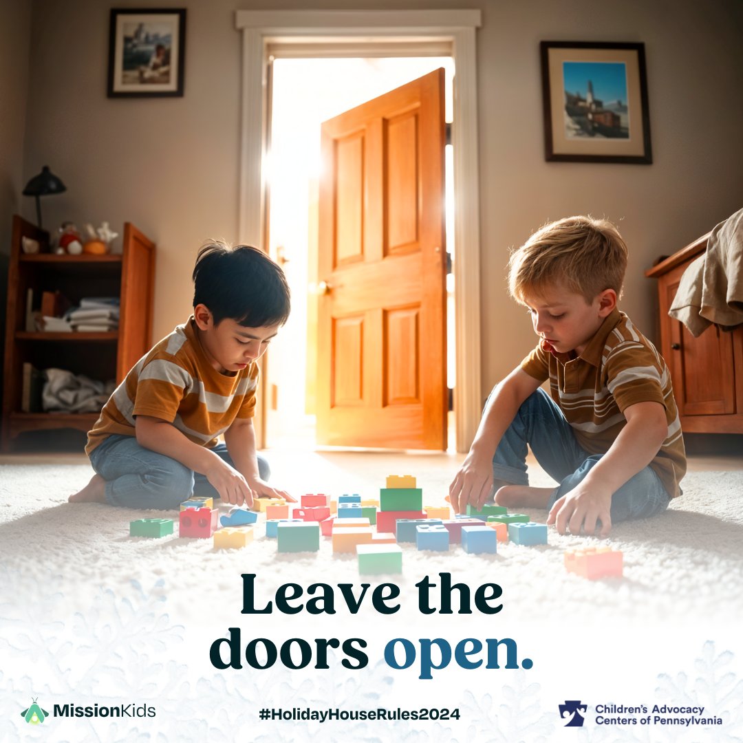 MissionKidsCAC's tweet image. As we gather with loved ones this holiday season, it’s important to prioritize safety and awareness. One rule to remember is to have an open-door policy during gatherings. 🚪

For more holiday safety tips, visit here: penncac.org/5-holiday-hous…

#OurMissionIsKids #KeystoneCACs