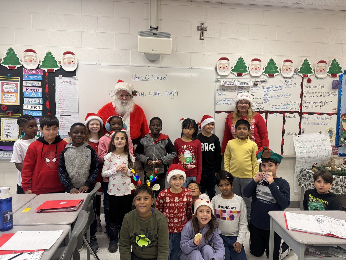 Look who came in for a class visit! SANTA 
<a href="/McSpirittDPCDSB/">Fr.Francis McSpiritt</a>