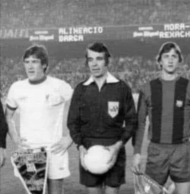 The 1976 UEFA Cup semi-final with Emlyn Hughes.. Johann Cruyff and Trigger... 🤣
