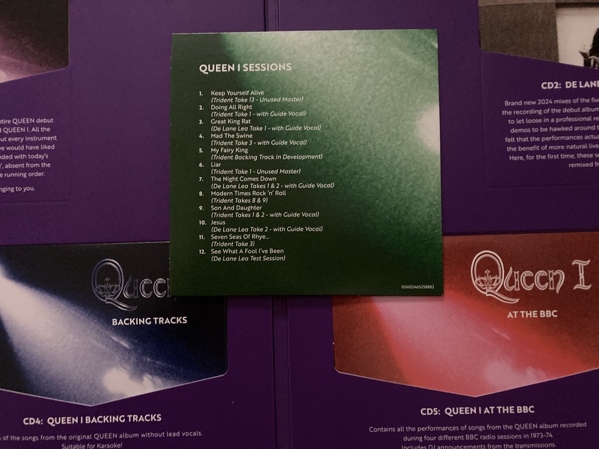 TRextasyBand's tweet photo. Listening to the ‘Sessions’ CD from the Queen I deluxe box set.  Its really early takes of tracks from the album. It’s tremendous. So well recorded and played. #queen #brianmay #rogertaylor #johndeacon #freddiemercury @QueenWillRock @brianmaycom #delaneleastudios #tridentstudios https://t.co/Ehm05ysiqD