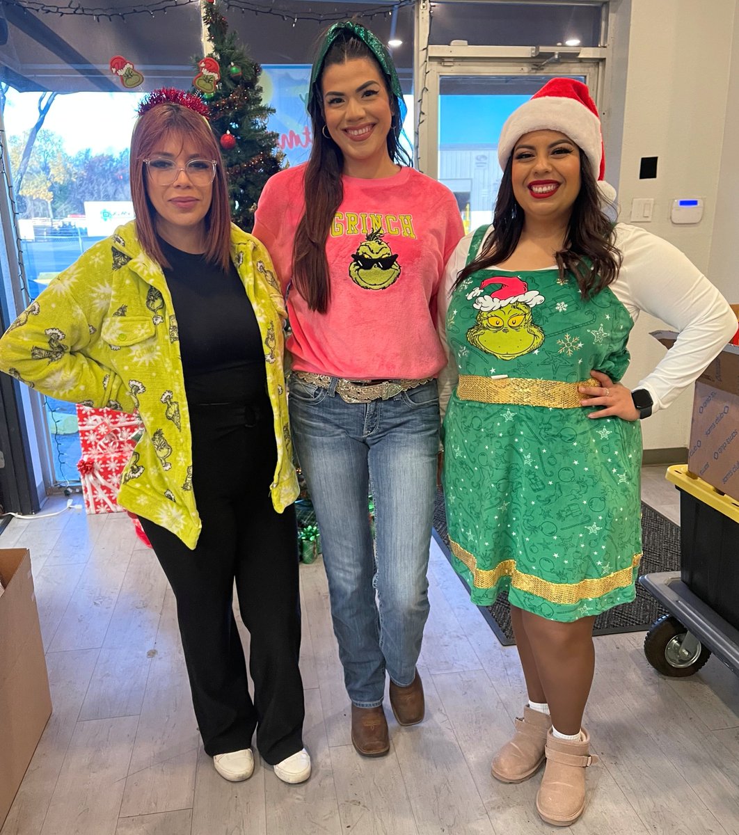 AllProFasteners's tweet photo. The Grinch Day at APF! 

On Grinch Day we gather, all dressed in green,
With cookies and cocoa, a festive scene.
The tree wears ornaments, sly and bright,
As we sing of the Grinch through the starry night.
Though he once tried to steal Christmas away,
His heart grew big, and love won the day.
So we laugh and we cheer, with a Grinchy twist,
A quirky reminder of joy we can’t miss! 💚🎄