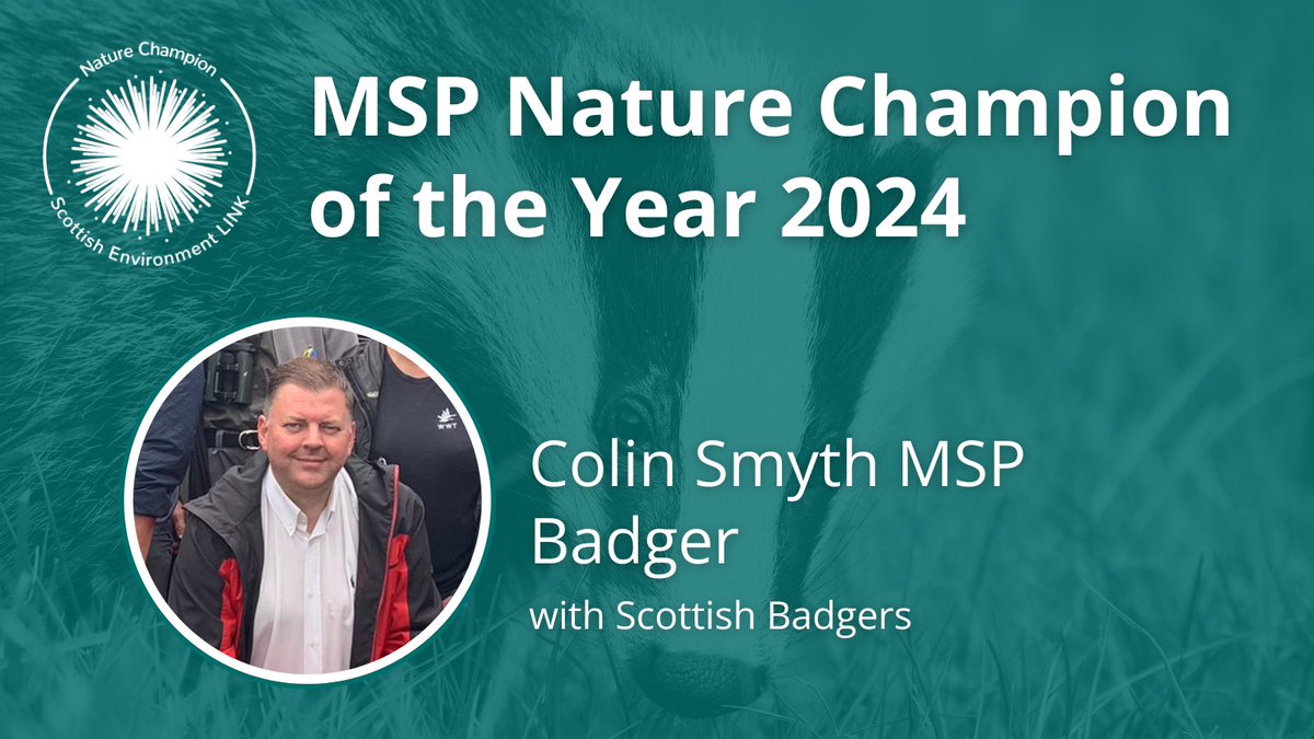 Nature Champions (@naturechampions) on Twitter photo And the winner is…
<a href="/colinsmythmsp/">Colin Smyth MSP</a>! Colin is the Nature Champion for the Badger with <a href="/scottishbadgers/">Scottish Badgers</a> and the MSP Nature Champion of the Year 2024!
Colin has been a constant campaigner for the species and a prominent voice in support of the recent ban on snaring. And the winner is…
<a href="/colinsmythmsp/">Colin Smyth MSP</a>! Colin is the Nature Champion for the Badger with <a href="/scottishbadgers/">Scottish Badgers</a> and the MSP Nature Champion of the Year 2024!
Colin has been a constant campaigner for the species and a prominent voice in support of the recent ban on snaring.
