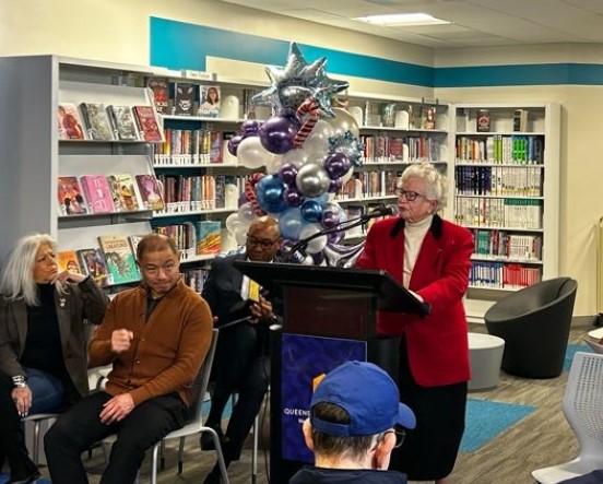 Toby Ann Stavisky (@tobystavisky) on Twitter photo Delighted to attend the ribbon-cutting ceremony for the newly renovated Bay Terrace Library. Then we entered the library, and everyone let out a collective “Wow.” It comes with newly improved technology, access for the disabled and open communal space. <a href="/QPLNYC/">Queens Public Library</a> Delighted to attend the ribbon-cutting ceremony for the newly renovated Bay Terrace Library. Then we entered the library, and everyone let out a collective “Wow.” It comes with newly improved technology, access for the disabled and open communal space. <a href="/QPLNYC/">Queens Public Library</a>