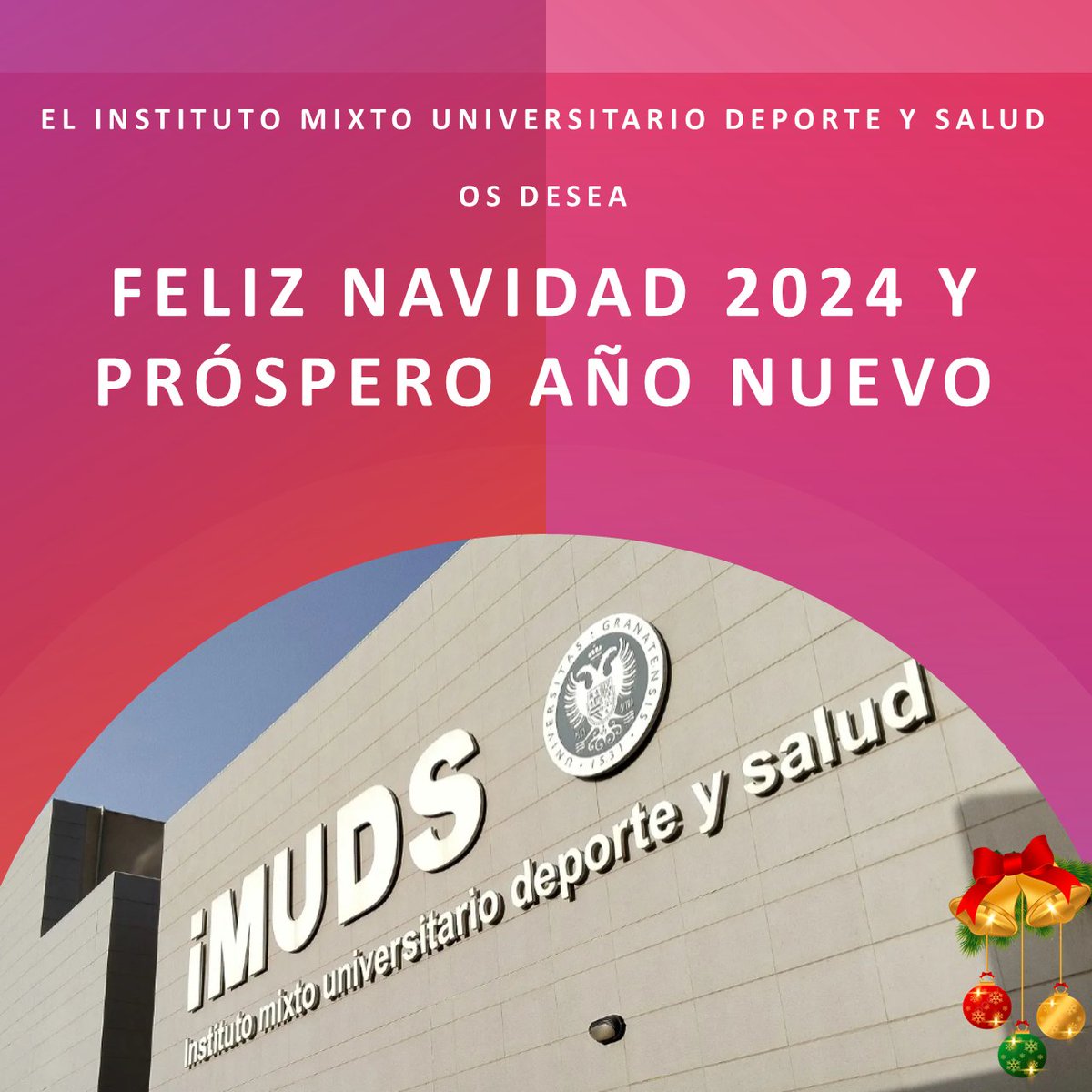 iMUDS (@imudscomunica) on Twitter photo Os deseamos unas fiestas llenas de alegría, salud (¡y endorfinas! 😁).
Baila villancicos 💃🎶, abraza mucho 🤗 (cuenta como ejercicio), y prepárate para un 2025 lleno de retos y logros 💪✨.
¡Con espíritu deportivo y navideño! 🎄,
iMUDS de <a href="/CanalUGR/">Universidad Granada</a>.
#Ciencia #Deporte y #Salud Os deseamos unas fiestas llenas de alegría, salud (¡y endorfinas! 😁).
Baila villancicos 💃🎶, abraza mucho 🤗 (cuenta como ejercicio), y prepárate para un 2025 lleno de retos y logros 💪✨.
¡Con espíritu deportivo y navideño! 🎄,
iMUDS de <a href="/CanalUGR/">Universidad Granada</a>.
#Ciencia #Deporte y #Salud