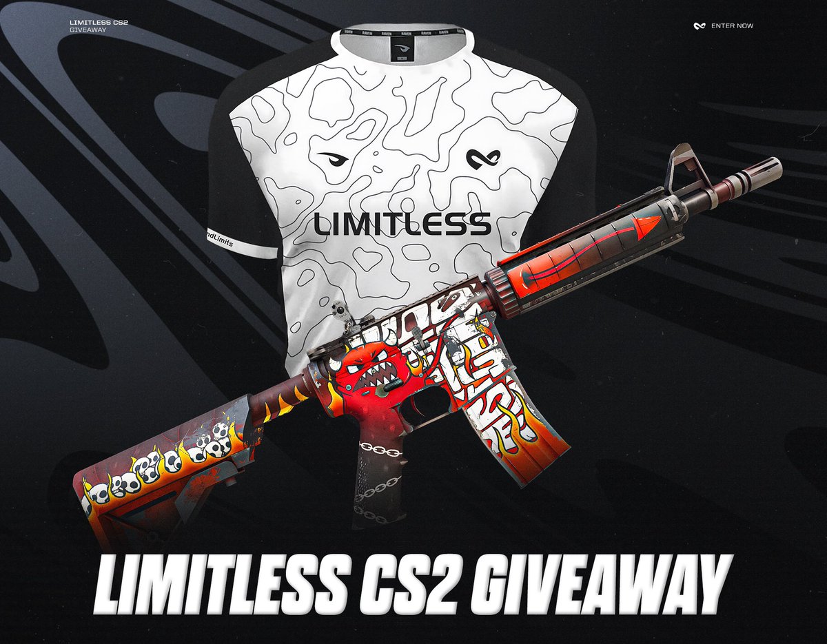 🚨 LIMITLESS GIVEAWAY 🚨 

We’re giving away one of our jerseys AND a CS2 M4A4 Hellfire skin 👀

To Enter ⬇️

- Follow <a href="/GGLimitless/">Limitless ∞</a> 
- Retweet this tweet
- Tag a friend 

Ends Saturday @ 5PM EST