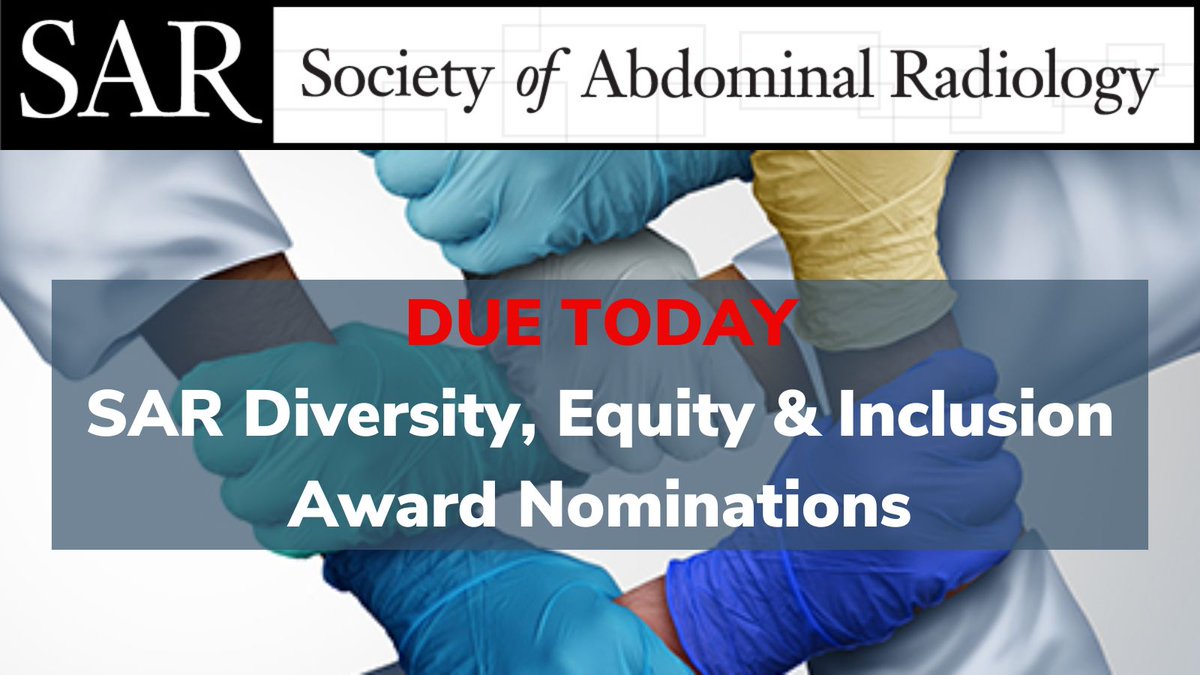 DUE TODAY—Last chance to submit your nominations for the SAR DEI award! Don't miss out on this opportunity to help us recognize the DEI efforts of our members. Check your email to nominate, and learn more here: buff.ly/3fIDH2Z