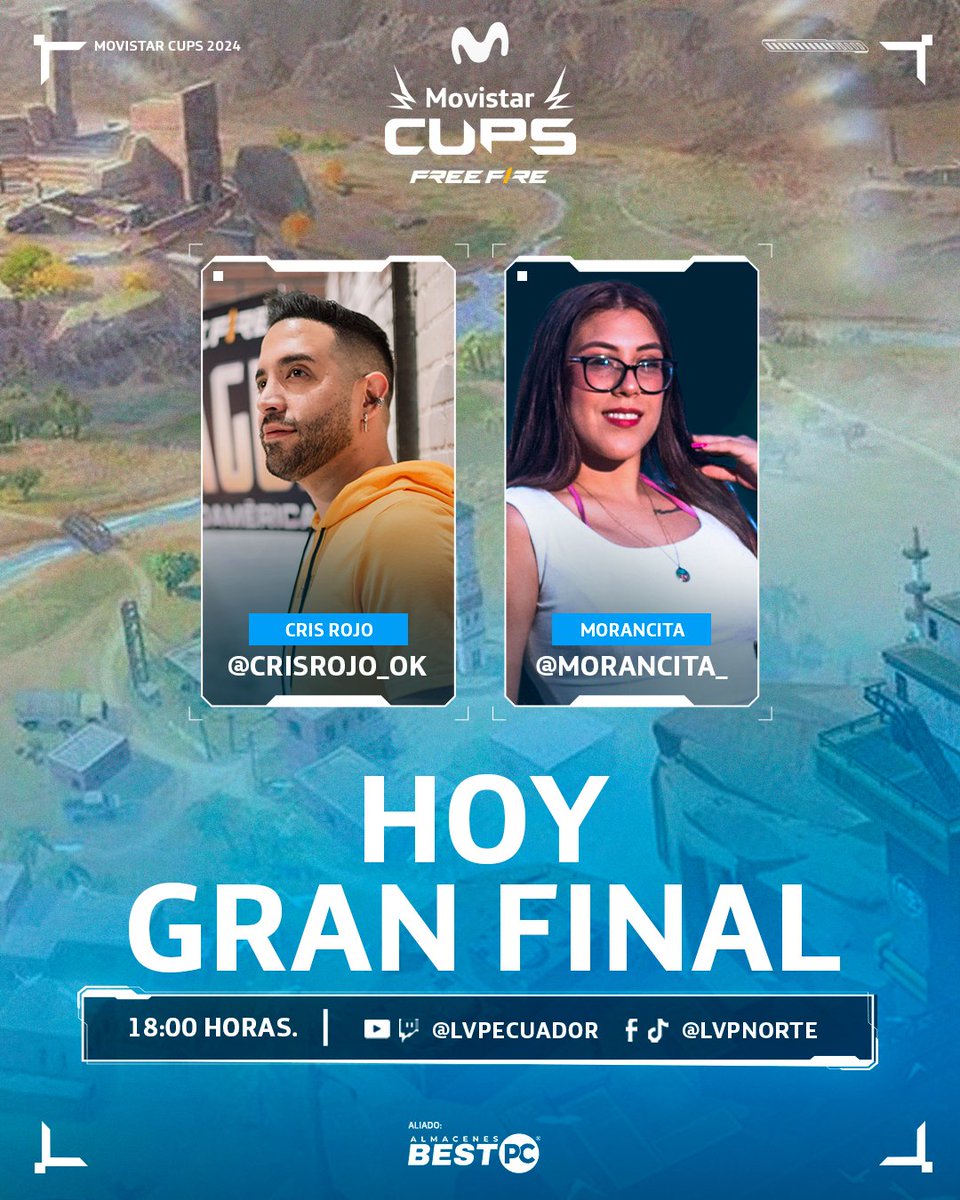 ¡Llegó el gran día!
30 jugadores se enfrentarán por la gloria y por los increíbles premios de Movistar Cups Master Challenge, que ofrecieron <a href="/MovistarEC/">Movistar Ecuador</a> y @BestPC

⏰ 18:00 horas
📺YouTube y Twitch LVPEcuador, Facebook y TikTok LVP Norte
¡Nos vemos en el chat!
#MovistarCupsEc