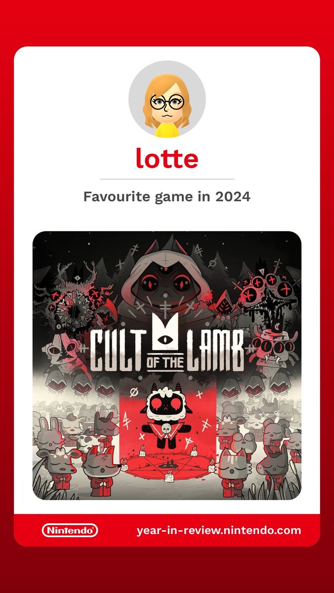 Check out my Nintendo Switch Year in Review for 2024! See yours at year-in-review.nintendo.com

#NintendoSwitch2024