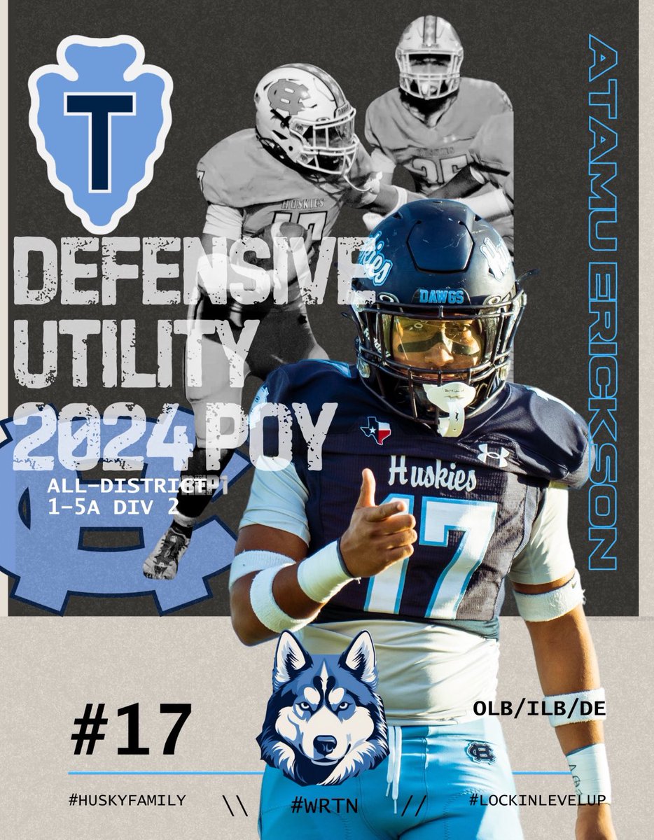Atamu Erickson (@atamu_erickson) on Twitter photo AGTG! Honored and Blessed to be named the 2024 Defensive Utility Player of the Year for District 1-5A Div 2! Huge thanks to <a href="/ChapinHuskiesFB/">Chapin Husky Football</a> and <a href="/CoachMChavez/">Marco Chavez</a> for these 4 years, and for always believing in me! AGTG! Honored and Blessed to be named the 2024 Defensive Utility Player of the Year for District 1-5A Div 2! Huge thanks to <a href="/ChapinHuskiesFB/">Chapin Husky Football</a> and <a href="/CoachMChavez/">Marco Chavez</a> for these 4 years, and for always believing in me!