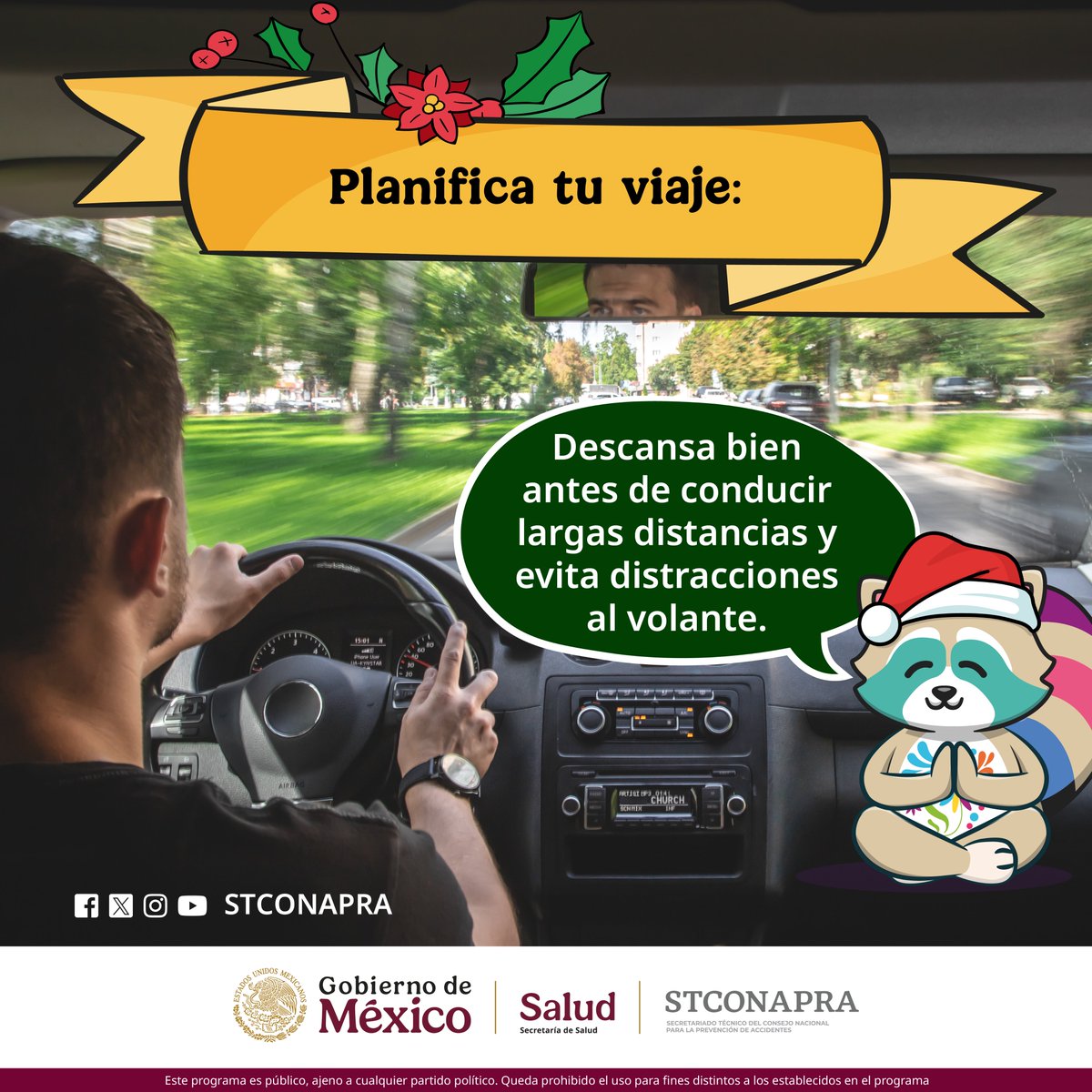 🚗Planea tu ruta y detente si es necesario: En 2023, 16,772 personas fallecieron por #SiniestrosViales en México.
No dejes que el cansancio ponga tu vida y la de las y los demás en riesgo.
🎄#RegalosQueSalvanVidas: #SeguridadAlVolante
📈Más información: bit.ly/4gjtR1j