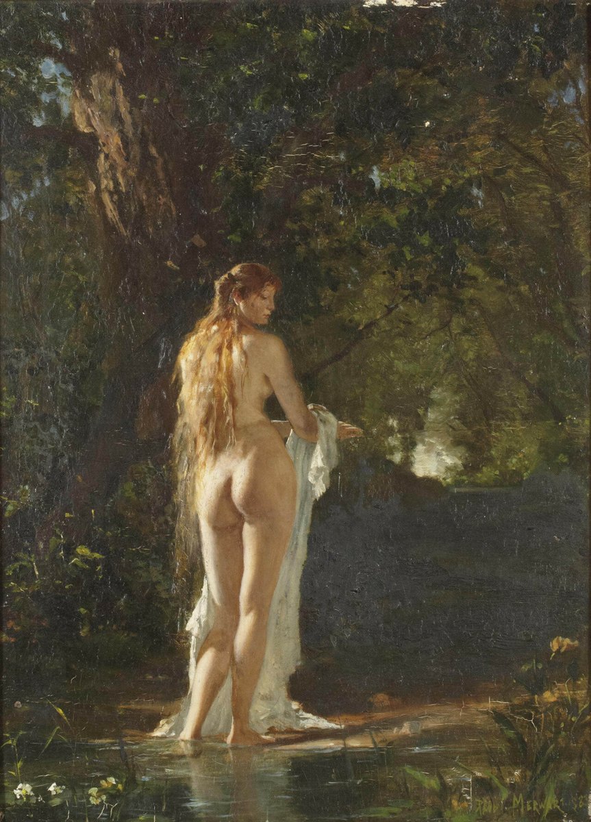 artenpedia's tweet photo. Paul Merwart - La Baigneuse En Foret (1883) https://t.co/fwoGNIeYon