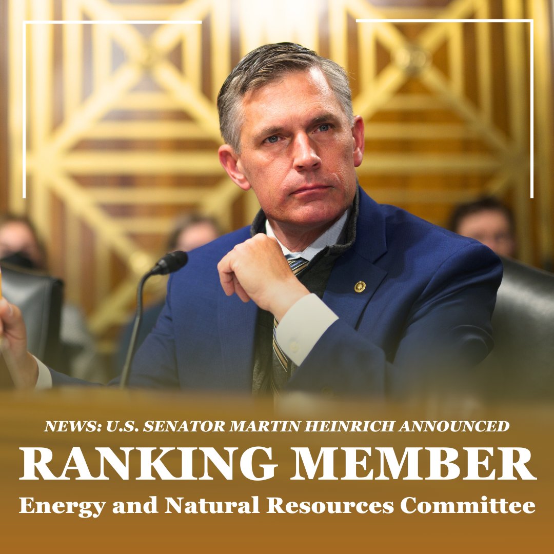 I am honored to have been chosen by my colleagues to serve as Ranking Member of <a href="/EnergyDems/">Senate Energy Democrats</a>.

My work will be grounded in my love of public lands, my understanding of energy technologies, and my unwavering commitment to deliver for the people &amp; places in NM &amp; across our country.