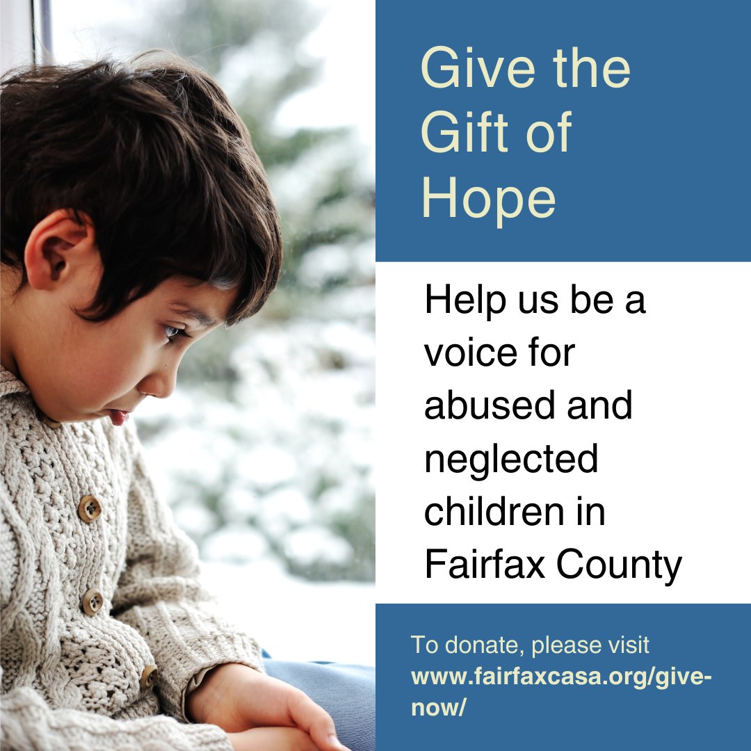 2024 is coming to an end, but the need for your support hasn't! Make a tax-deductible donation to Fairfax CASA before the end of the year and help us provide a voice for abused and neglected children. Visit the link below to give:
fairfaxcasa.org/give-now/