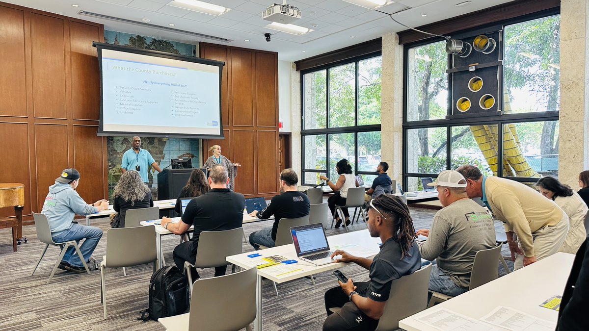mdcspd's tweet image. On 12/13/24, SPD hosted a Vendor Registration Bootcamp at the Coral Gables Branch Library. SPD staff assisted approximately 19 local businesses to register as County vendors. For future sessions, visit: miamidade.gov/VendorBootcamp #miamidade