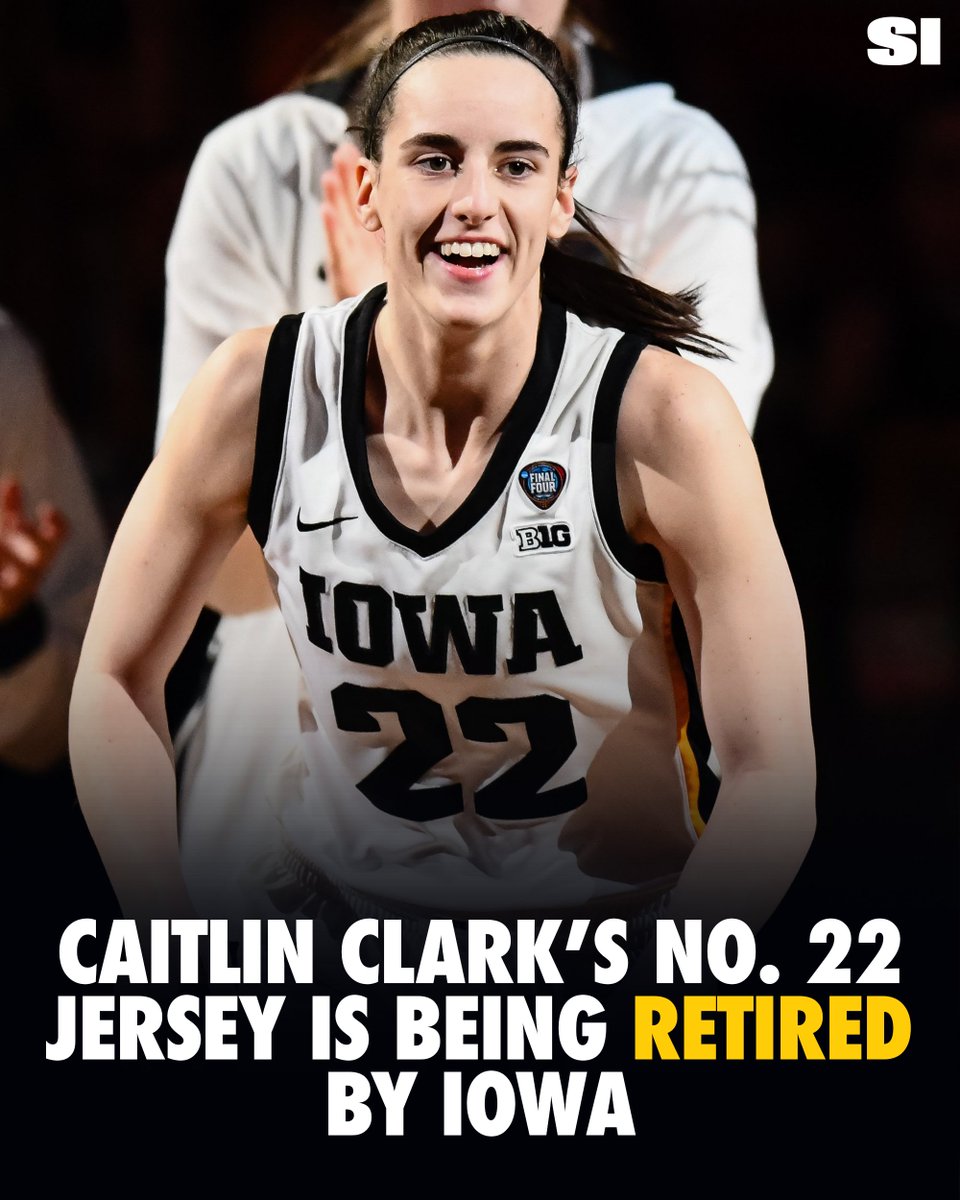 SInow's tweet photo. Caitlin Clark’s No. 22 jersey will be retired by Iowa at a special ceremony 👏 https://t.co/lETLWsREpD