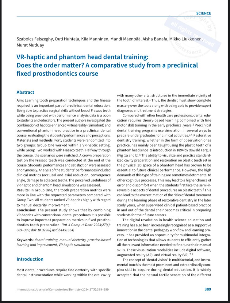 Szabi Felszeghy (@felszeghyszabi) on Twitter photo What a delightful coincidence! Our very own paper from Kuopio <a href="/UniEastFinland/">University of Eastern Finland</a> has also been published today just after our JDE paper <a href="/VR_H_Thinkers/">VR-Haptic Thinkers</a>. Rudolf did his best today! What a delightful coincidence! Our very own paper from Kuopio <a href="/UniEastFinland/">University of Eastern Finland</a> has also been published today just after our JDE paper <a href="/VR_H_Thinkers/">VR-Haptic Thinkers</a>. Rudolf did his best today!