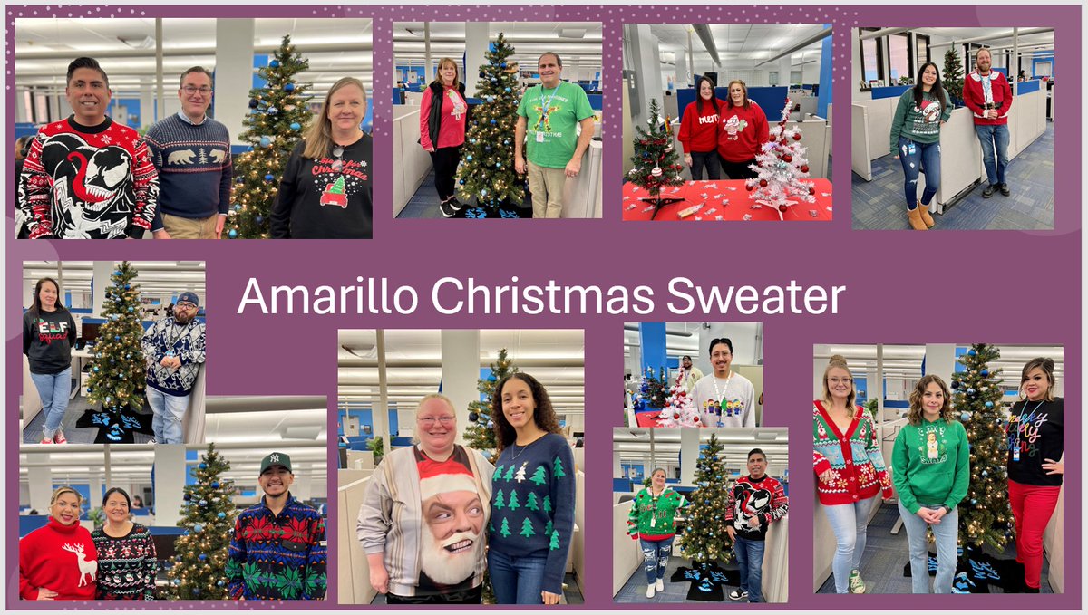AmarilloAIA's tweet photo. Fun Times @Connection_Exp in Amarillo celebrating the season with a Christmas sweater party! 
Happy Christmas 🎄 #LifeAtATT https://t.co/mBPt8oT6Ud