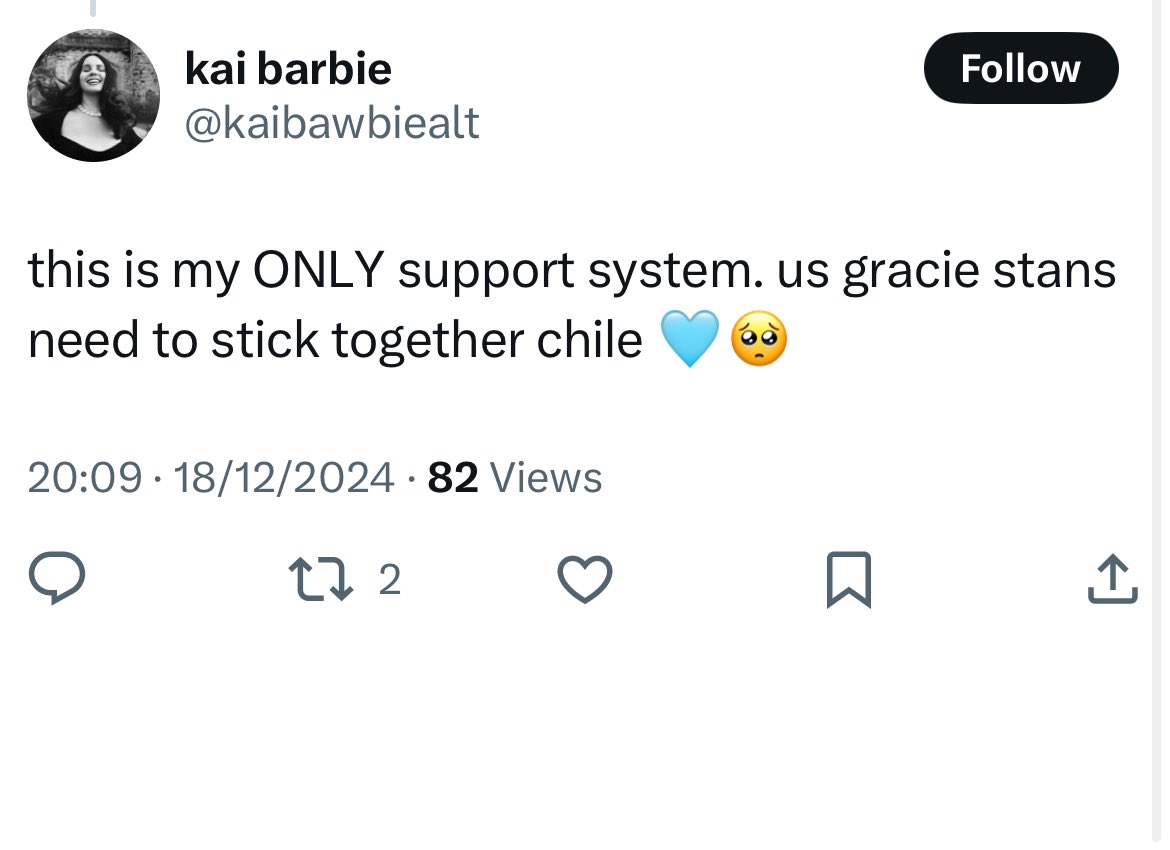 fullmachinex's tweet image. acting as if u weren’t a “gracie stan” 2 seconds ago