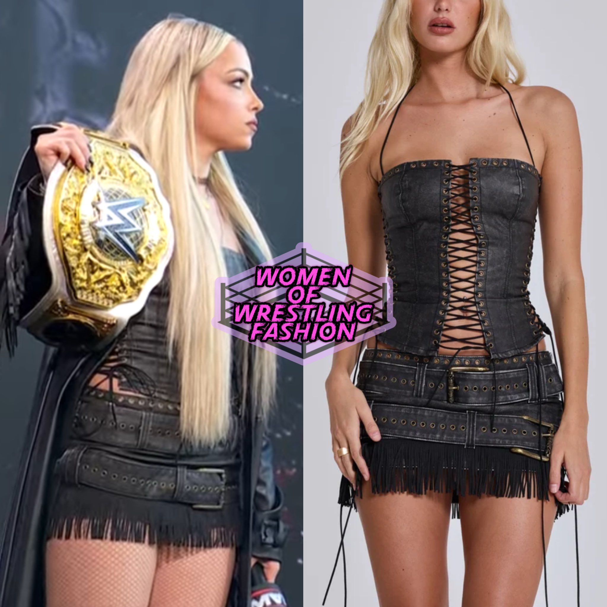Odile Black Faux Leather Lace Up Corset＆ Mini Shorts Odile Black Faux Leather Lace Up Corset | Parallel