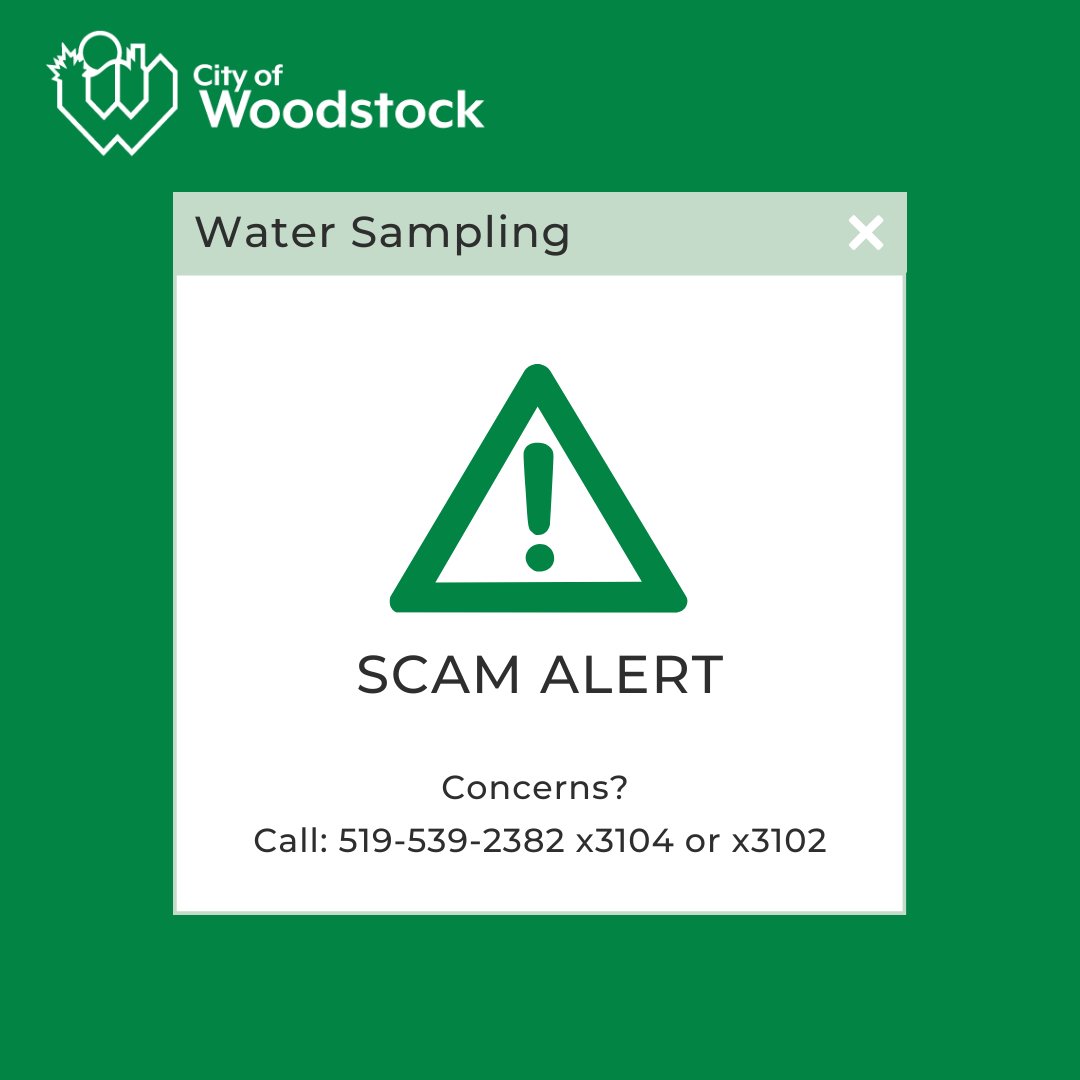 We have been notified that some residents have received water sample bottles and have been asked to provide a water sample. The City of Woodstock (and Oxford County) do not go door to door providing water sample bottles asking people to test their water.