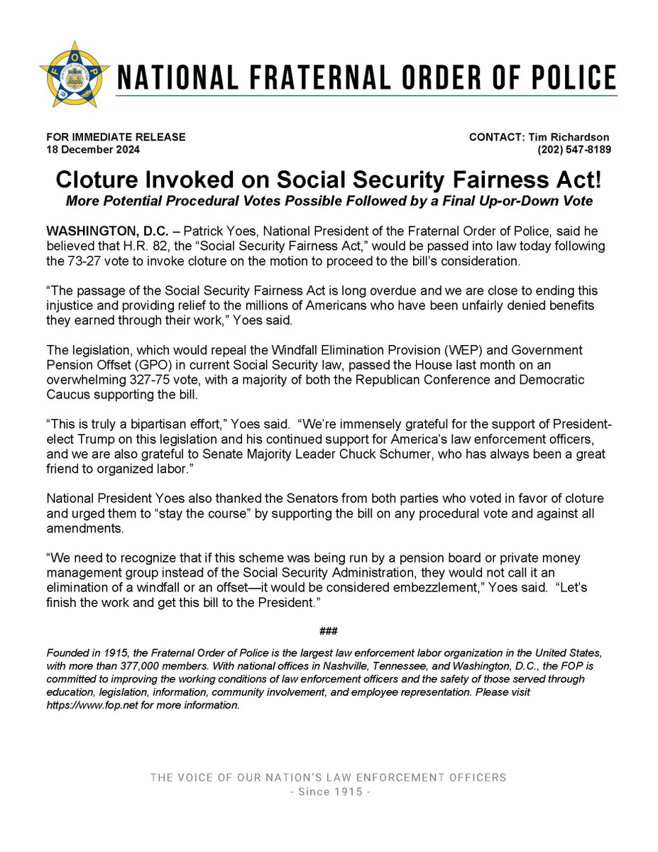 National Fraternal Order of Police (FOP) tweet media