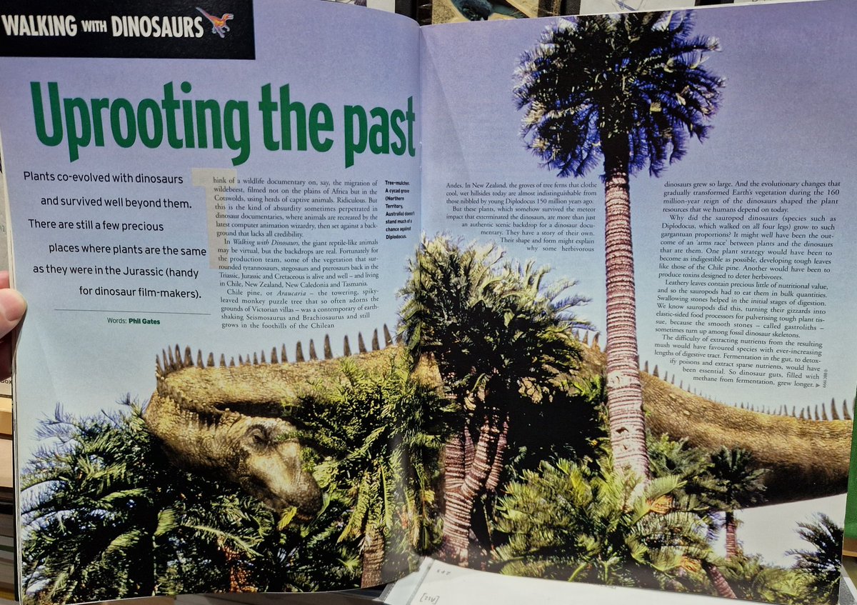 October 1999's <a href="/WildlifeMag/">BBC Wildlife</a> went all in on Walking With Dinosaurs. Front cover, feature article on the making of, an episode guide, _and_ an article on plants and palaeobiology. #WWD #dinosaurs