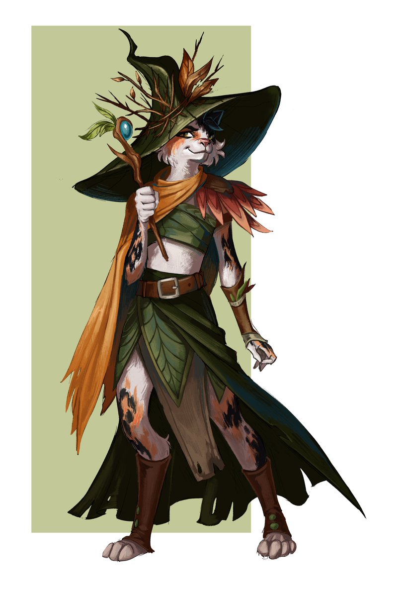 Catolfk druid I made as my first ever reward for Patreon^^ Still one of my favorite characters I made for it.   I vary rewards, each month, and characters help me go out of my comfort zone with concepts I might not think about for my own OCs 🐱