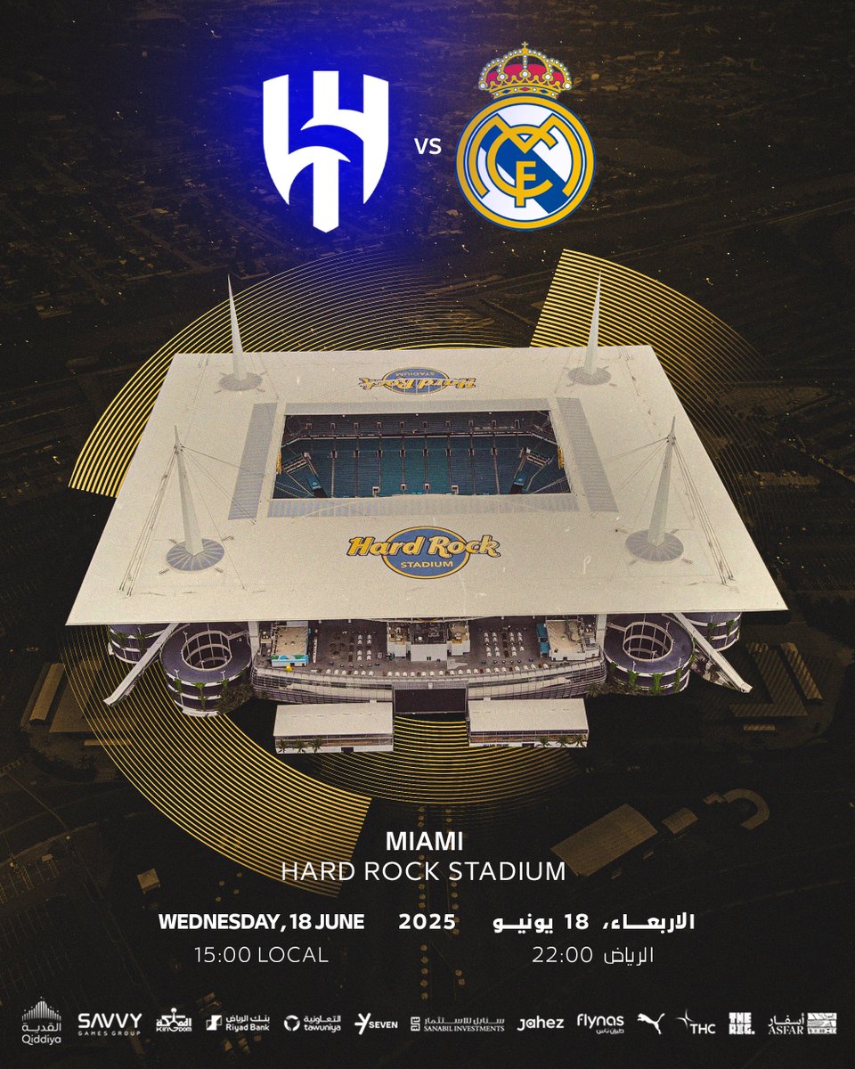 Alhilal_FC's tweet photo. 🆚 ريال مدريد في ميامي
🆚 ريد بول سالزبورغ في واشنطن
🆚 باتشوكا في ناشفيل

تذاكر مبارياتنا في دور المجموعات لـ #كأس_العالم_للأندية ستكون متاحة مساء اليوم بدءًا من الساعة 6 مساءً بتوقيت الرياض 🤩

للمزيد من المعلومات: https://t.co/ourDUPmqr5 https://t.co/A14tTQgzfg