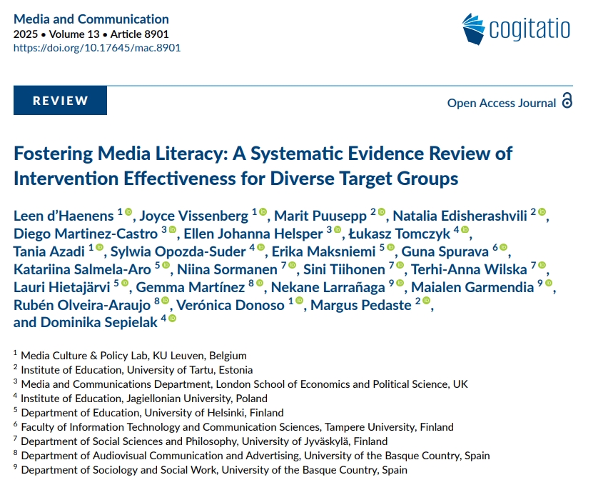 Do you know what factors increase the effectiveness of educational programs in developing digital and media literacy?

#Fostering #Media #Literacy: A #Systematic #Evidence Review of Intervention #Effectiveness for Diverse Target Groups

cogitatiopress.com/mediaandcommun…