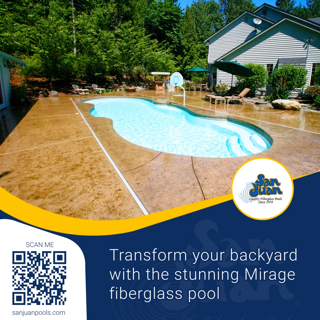 sanjuanpools's tweet image. Transform your backyard with the Mirage fiberglass pool! 🌊 Modern design, mirror layout, &amp;amp; plenty of swim space for endless fun. Contact us today for a free estimate! 🏊‍♀️sanjuanpools.com/pools/Mirage ✨ #FiberglassPool #BackyardGoals
