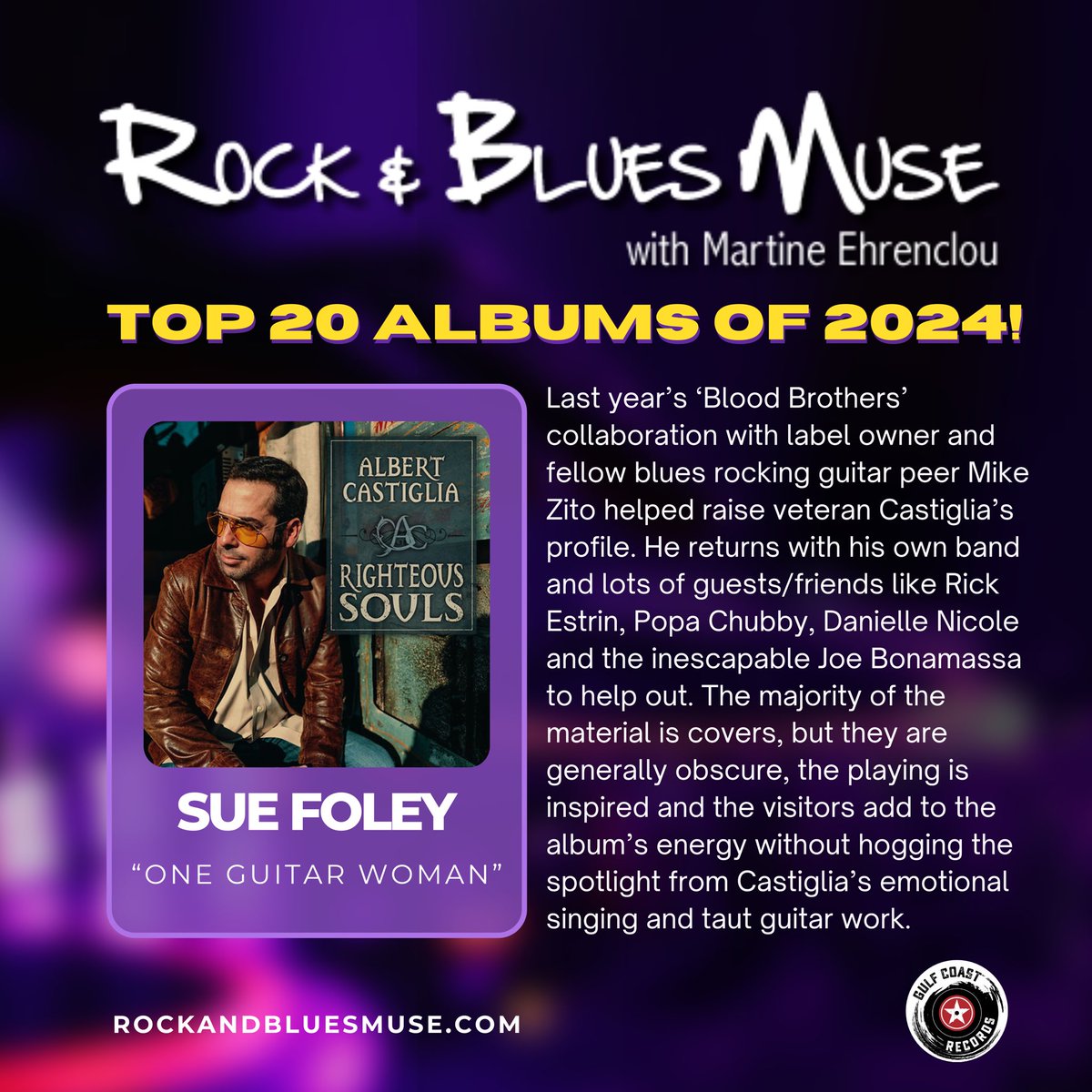 👏CONGRATULATIONS!!! Albert Castiglia and his new album RIGHTEOUS SOULS is one of the “Top 20 Albums Of 2024” according to Rock and Blues Muse!
🔥Check it out: rockandbluesmuse.com/2024/12/16/top…

<a href="/RockBluesMuse/">@RockandBluesMuse</a> <a href="/RecordsGulf/">Gulf Coast Records</a> #albertcastiglia <a href="/BluesBrat/">BratGirlmedia</a>