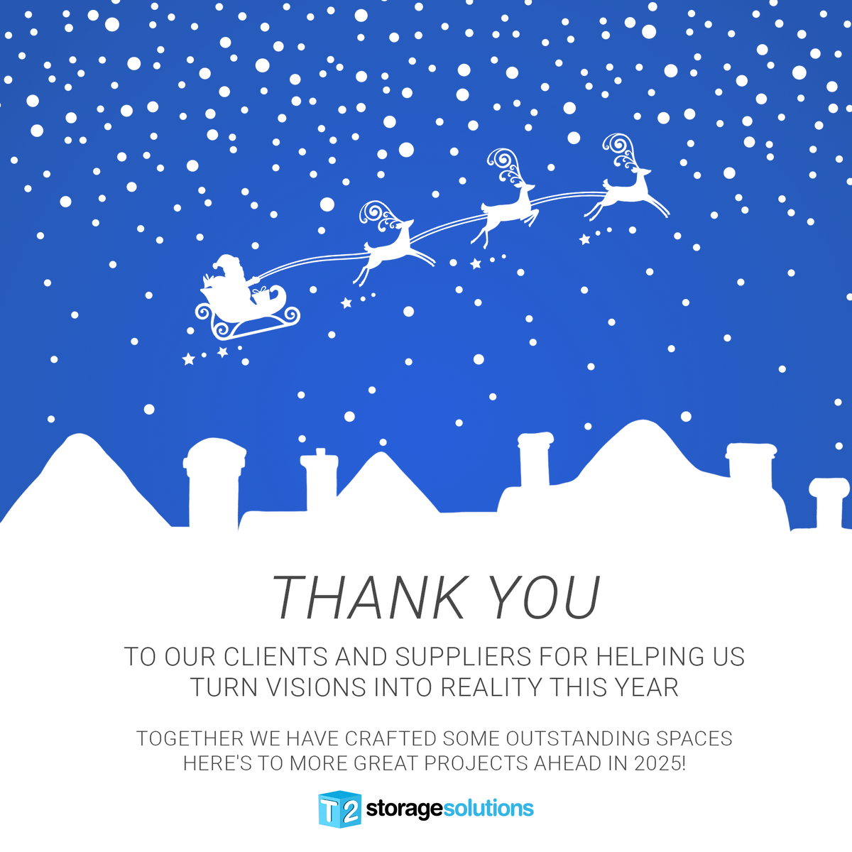 T2Storage's tweet photo. A heartfelt thank you to everyone who helped make 2024 such a remarkable year, full of impressive business growth and exciting projects with our wonderful clients!

Please note, our offices will be closed from 6pm December 20th to January 6th.

All the best for the new year! https://t.co/ziyXK11Htj