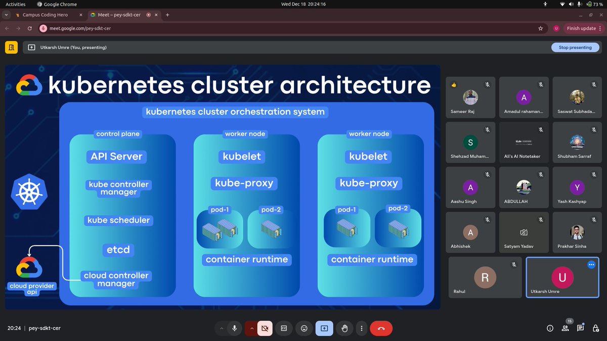 utkarshumre_'s tweet image. Just completed my session on Kubernetes & Google Kubernetes Engine on #codinghero platform, It was great to see so many people join and ask amazing questions. If you enjoyed the session, a vote on the platform would help me create more sessions like this!
chaicode.com/ch/event/675aa…