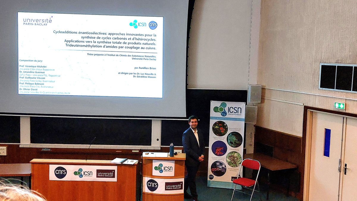 Masson Group (@groupmasson) on Twitter photo 🎉Yesterday, our brand new Dr. @AurelBrion defended his thesis on "the development of enantioselective cycloadditions towards the total synthesis of natural products" with flying colors!!🎉We wish you all the best for your post doc in Durham!🍀🤗
<a href="/ICSN_lab/">icsn_upr2301</a> <a href="/UnivParisSaclay/">Université Paris-Saclay</a> 🎉Yesterday, our brand new Dr. @AurelBrion defended his thesis on "the development of enantioselective cycloadditions towards the total synthesis of natural products" with flying colors!!🎉We wish you all the best for your post doc in Durham!🍀🤗
<a href="/ICSN_lab/">icsn_upr2301</a> <a href="/UnivParisSaclay/">Université Paris-Saclay</a>