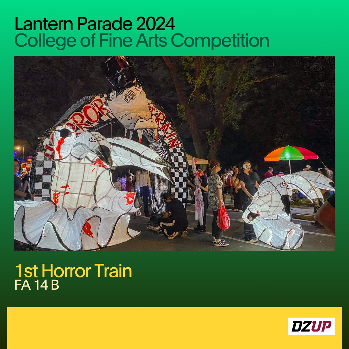 dzup1602's tweet photo. College of Fine Arts Competition
1st Horror Train FA 14 B
2nd Jester Block X VC
3rd Amazing Lamangkero VC 24 WJ
4th Marionette D 20, D 22, and D 26

Photos: DZUP

#DZUP1602 #KasaliKa https://t.co/sX9M66N5HA