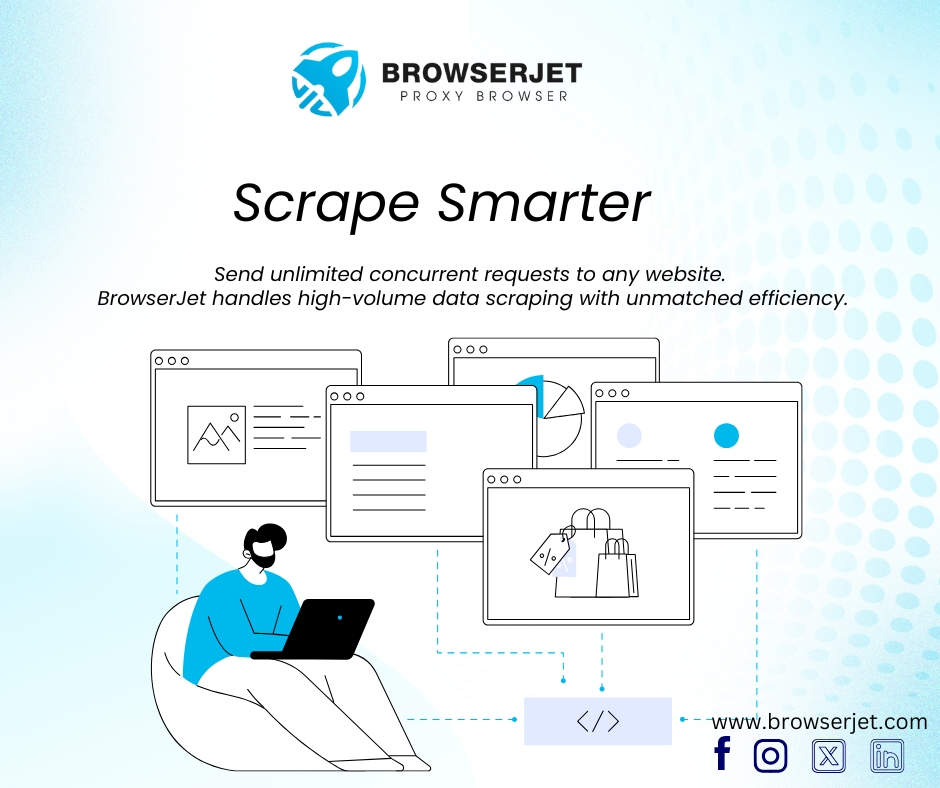 BrowserJet's tweet photo. Efficiency at its finest! 
With BrowserJet, unlimited requests and handle high-volume data scraping effortlessly. Experience smarter and faster data gathering today!
#DataScraping #WebScraping #BrowserJet #EfficiencyMatters #SmartSolutions #ProxyBrowser #TechTools #Automation https://t.co/MJh2DcbJ0e
