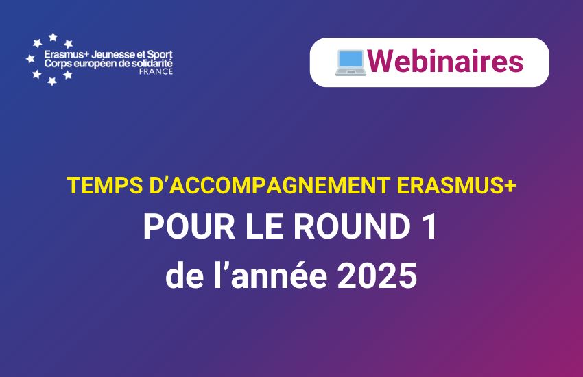 💻 En vue du 1er round 2025, nous organisons des webinaires  afin de vous faire mieux connaître les opportunités offertes par les volets Jeunesse et Sport du programme et vous accompagner dans le processus de candidature !

Inscrivez-vous dès maintenant 👉 erasmusplus-jeunesse.fr/espaces-actual…