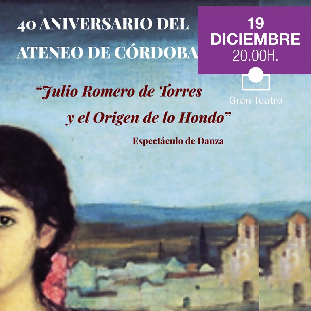 IMAECordoba's tweet photo. 🎩 Con "Julio Romero de Torres y el origen de lo jondo", el Ateneo de Córdoba se une este año a la conmemoración del 150º aniversario del nacimiento del artista cordobés, y coincidiendo con la celebración del 40º aniversario de la institución.

🎟️ https://t.co/PQziq1tgli https://t.co/Sr4d1gkKWA