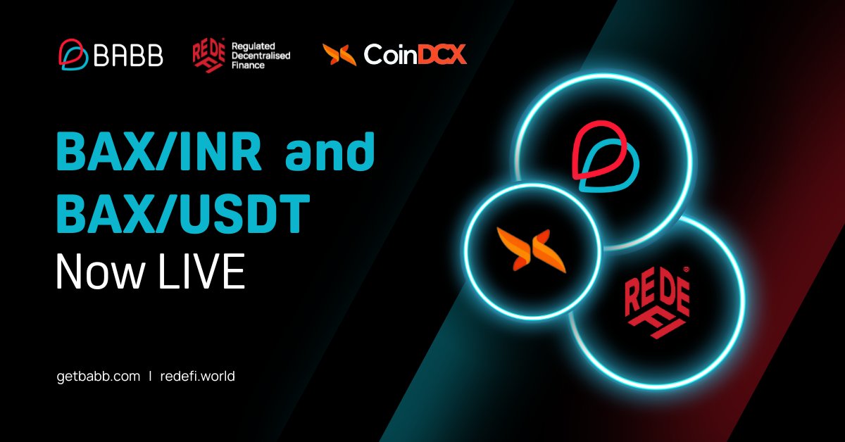NOW LIVE on <a href="/CoinDCX/">CoinDCX : India Ka Crypto Coach</a> 

Trade BAX/INR and BAX/USDT pairs today! 🥳