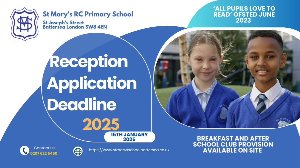 🔔PRIMARY ADMISSIONS DEADLINE
Do not forget, if your child is due to start Reception in 2025, the deadline for applying for their place is Wednesday 15 January.
