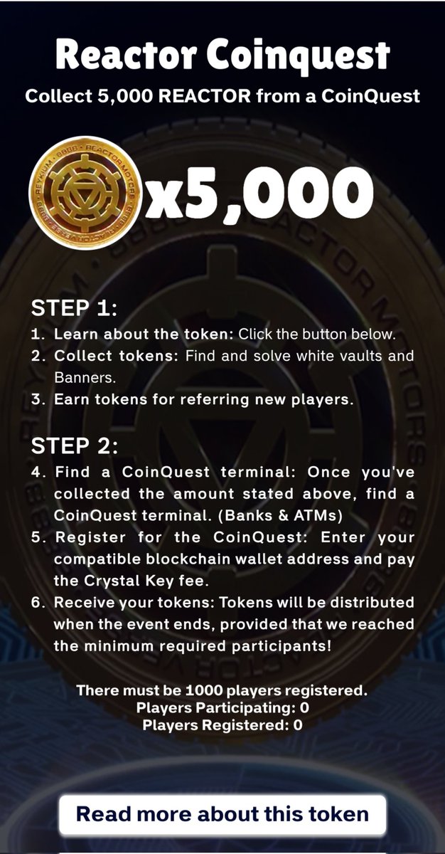 GM! 🏁🏎  🏎🏎🏎

Our CoinQuest on the <a href="/TheCubieverse/">Cubieverse</a> game starts in 7.5 hours! 

Collect $RCTR DAILY!!

GET TO STEPPIN'!!