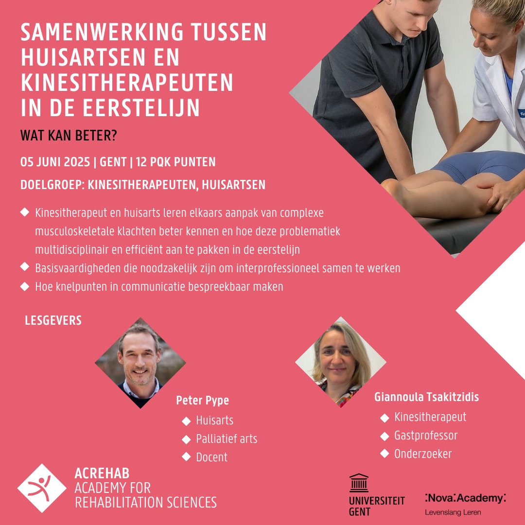 🆕📅 Nieuwe datum voor deze navorming waarbij je de nodige bagage en handvaten aangereikt krijgt om complexe musculoskeletale klachten en aandoeningen interprofessioneel aan te pakken in de 1e lijn! 👩🏼‍⚕️🤝🏻🧑🏻‍⚕️